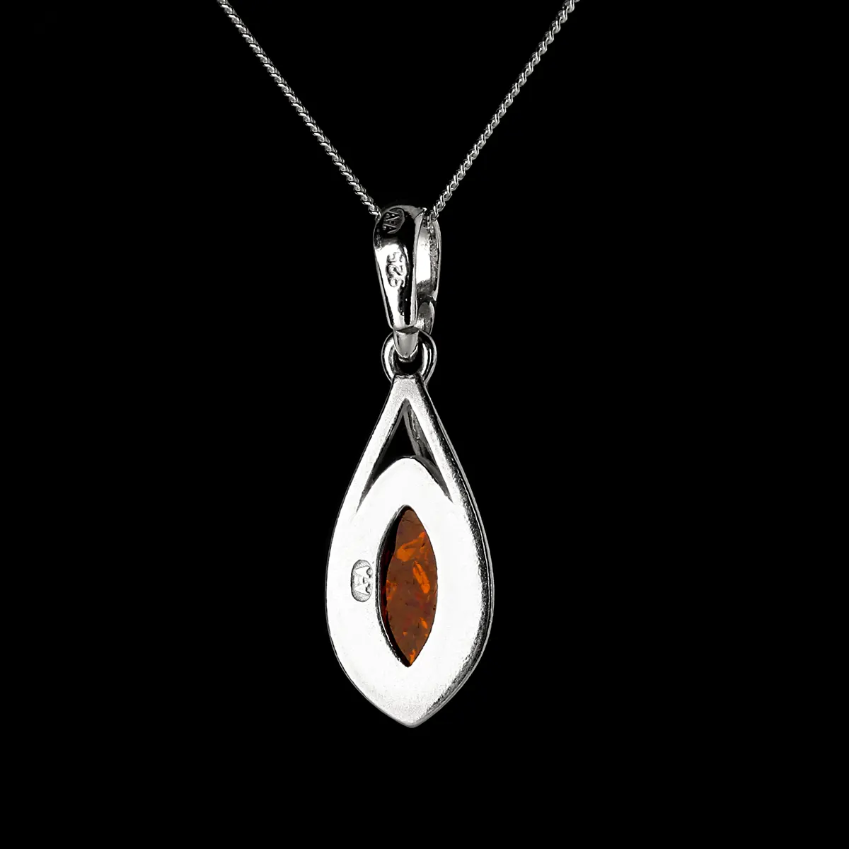 Amber Drop - Irischer Anhänger aus honigfarbenem Bernstein & Sterling Silber