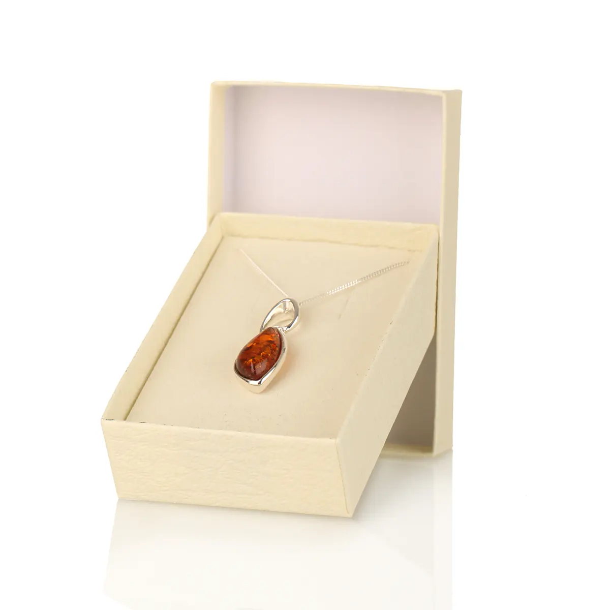 Dainty Amber Drop - Irischer Anhänger aus honigfarbenem Bernstein & Sterling Silber