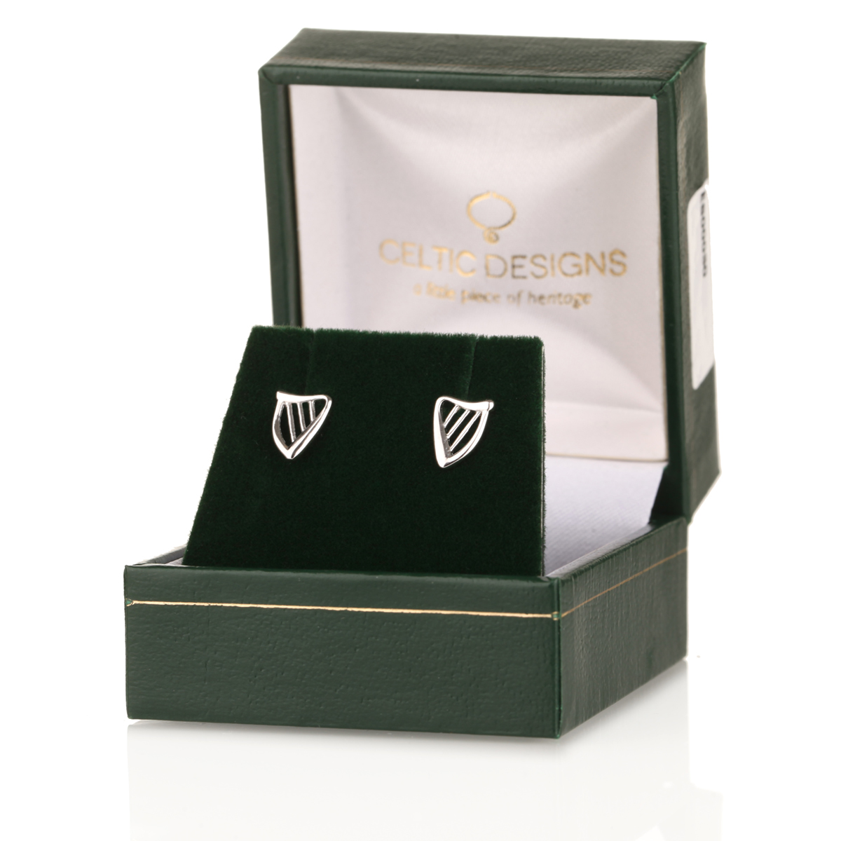 Ohrstecker-celtic-harp-irische-keltische-harfe-001 Nouveau Irish Harp Ohrstecker - Irische Harfen aus Sterling Silber