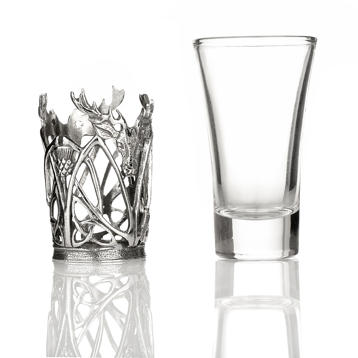 Stag & Thistle Dram - Whisky Shotglas mit Hirsch & Distel