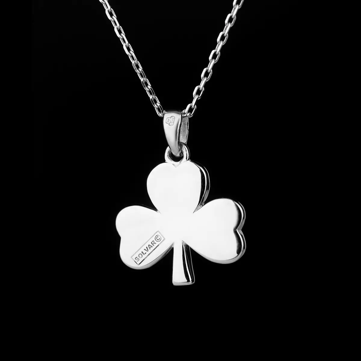 Irish Shamrock - Irische Kleeblatt Kette aus Silber & Connemara Marmor