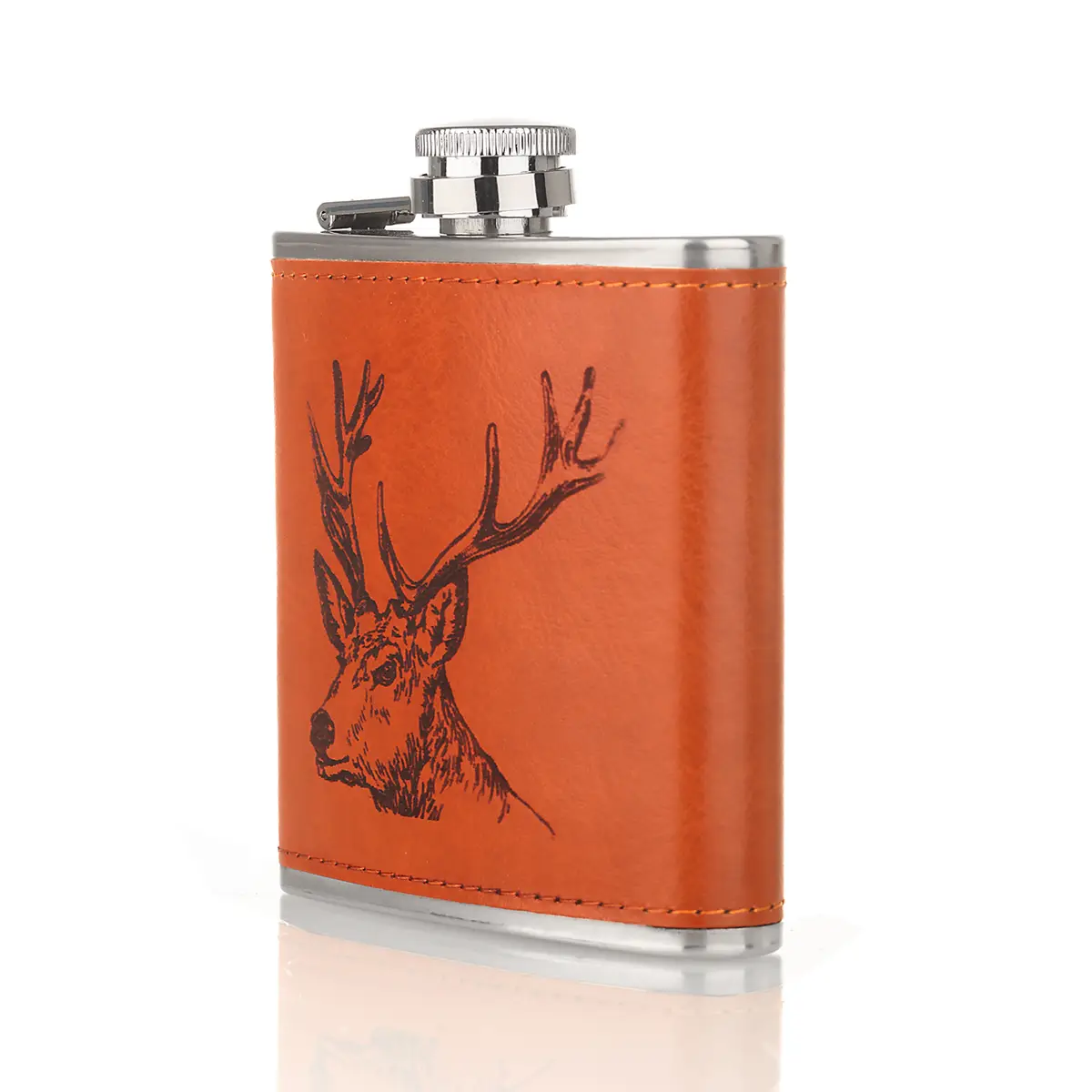 flachmann-hip-flask-leder-edelstahl-schottland-hirsch-stag-003 Leather Stag Hip Flask - Schottischer Hirsch Flachmann aus Edelstahl & Leder