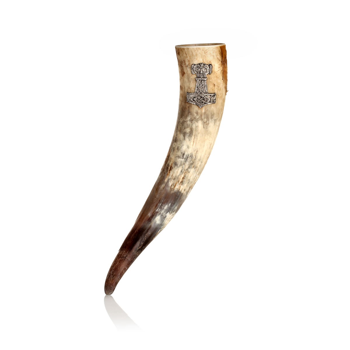trinkhorn-methorn-natur-roh-wikinger-700-012 Mjölnir Rå - Thors Hammer Trinkhorn - ca 0,7 Liter - Rinderhorn Natur / Roh