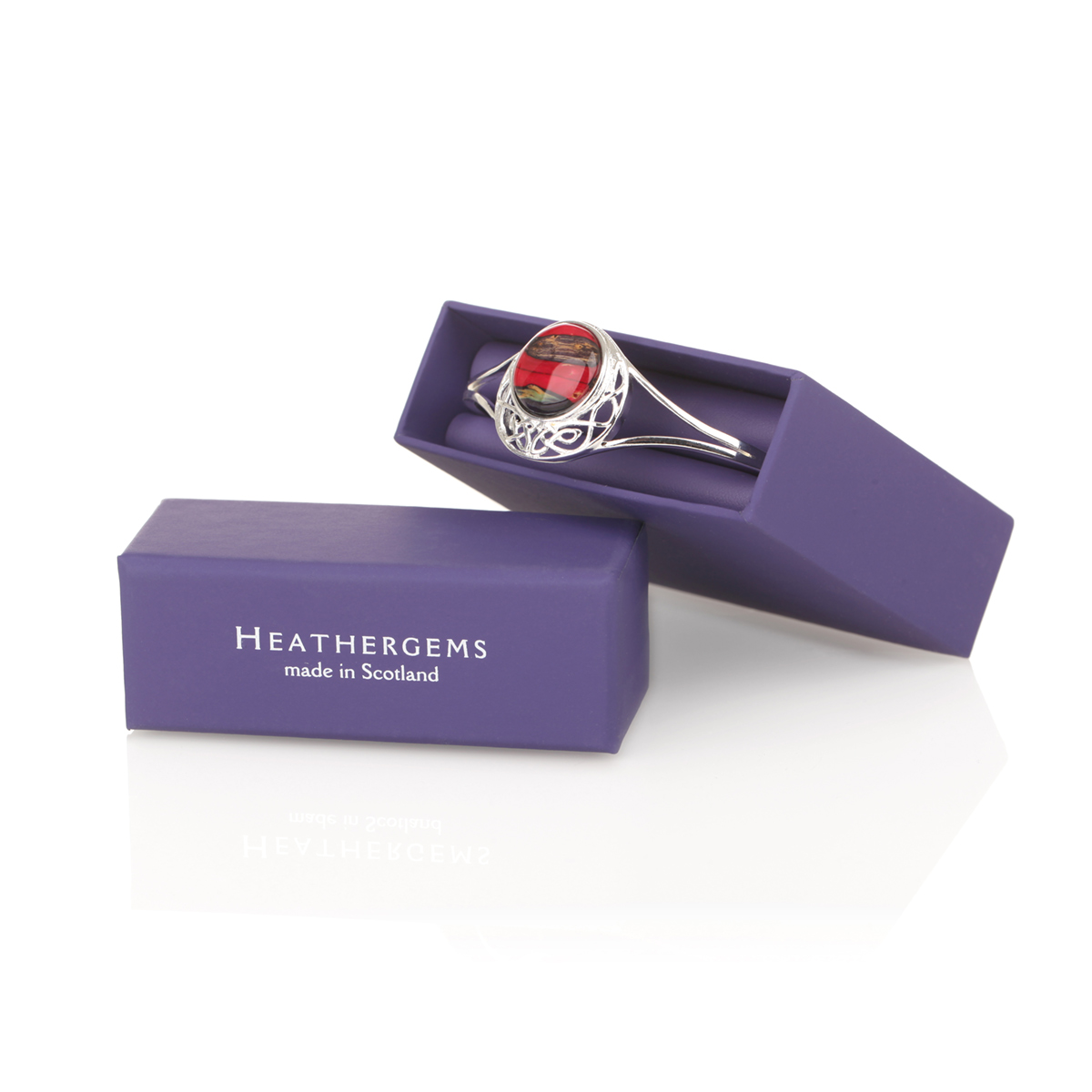Armreif-Armband-Heathergem-Schottland-Silber-007 Keltischer Heathergem Armreif - Handgefertigt in Schottland