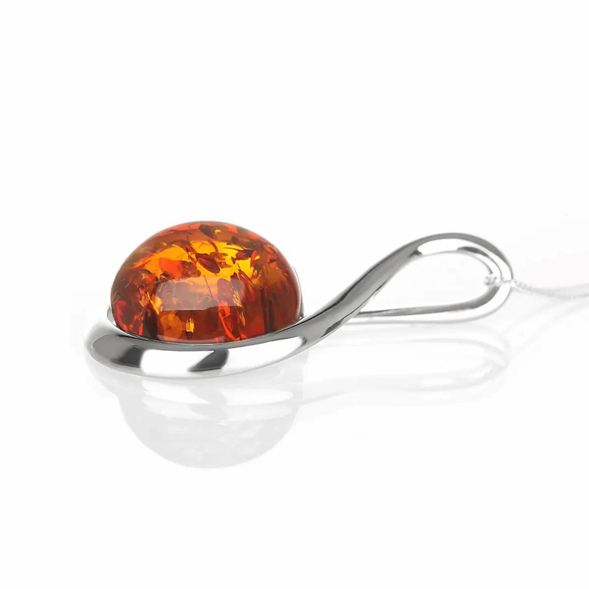 Amber Circle - Irische Kette aus cognacfarbenem Bernstein & Sterling Silber