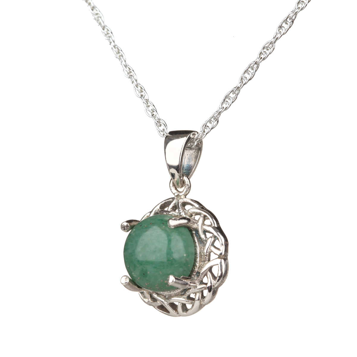 kette-anhaenger-schottisch-keltisch-jade-gruen-008 Runder keltischer Anhänger aus Schottland - Sterling Silber & grüne Jade