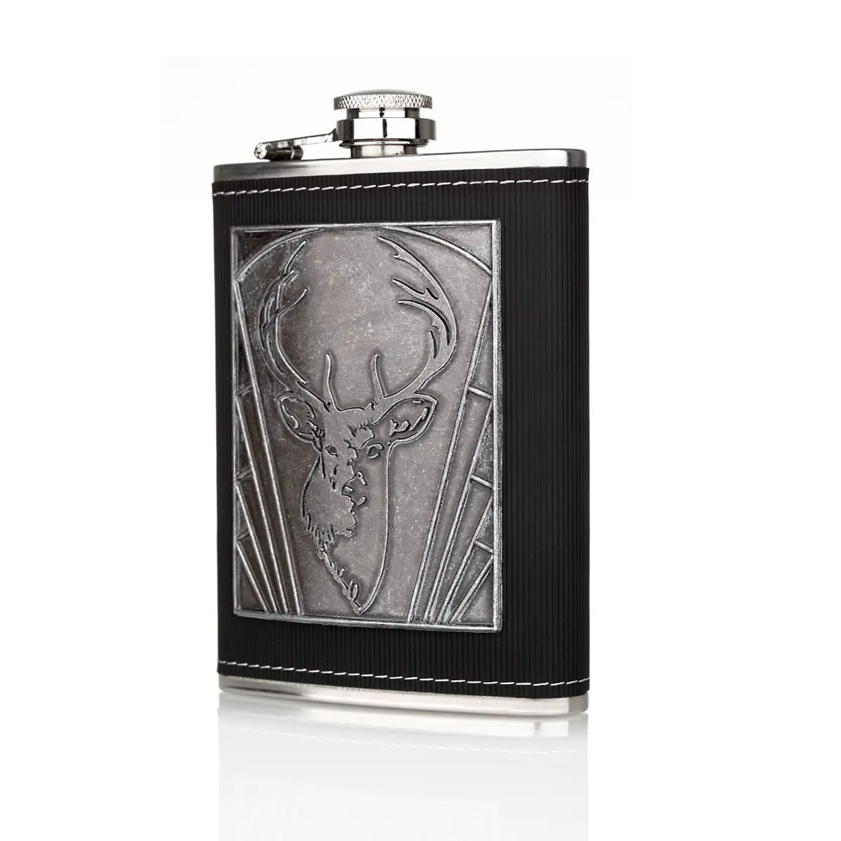 Stag Head Hip Flask - Schottischer Hirsch Flachmann aus Edelstahl