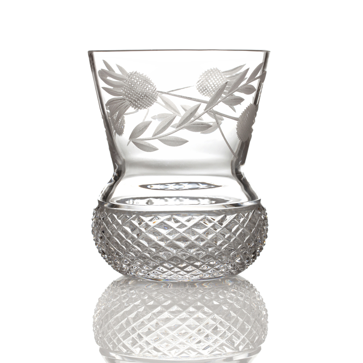 Flower of Scotland - schottische Distel - handgefertigtes Kristall Whisky Glas