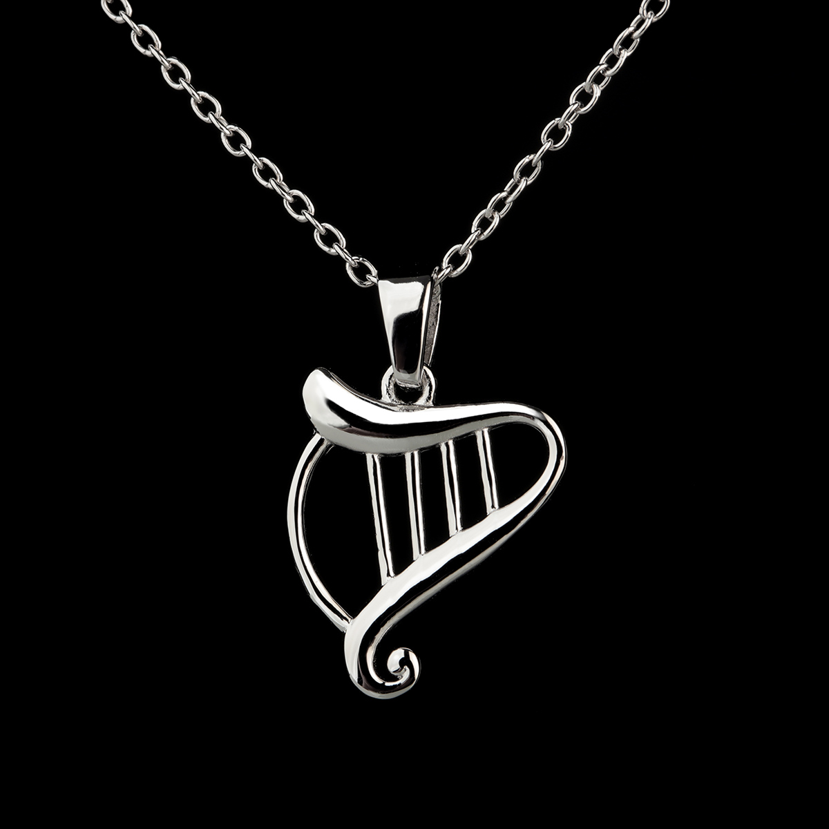 Nouveau Irish Harp Kette - Irische Harfe aus Sterling Silber