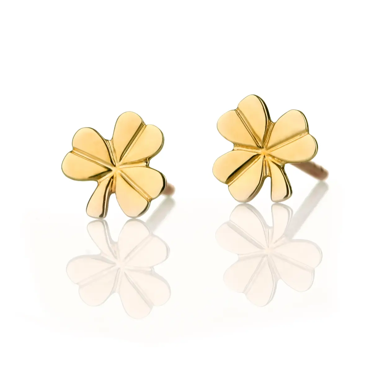 Shiny Irish Shamrock - Irische Kleeblatt Ohrstecker aus Gold