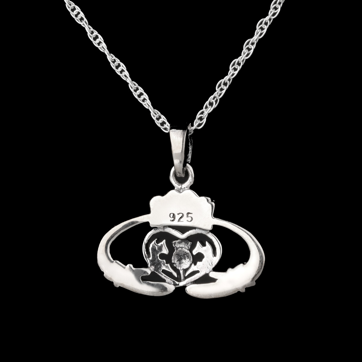 Claddagh Ring Kette aus Sterling Silber - Handgefertigt in Schottland