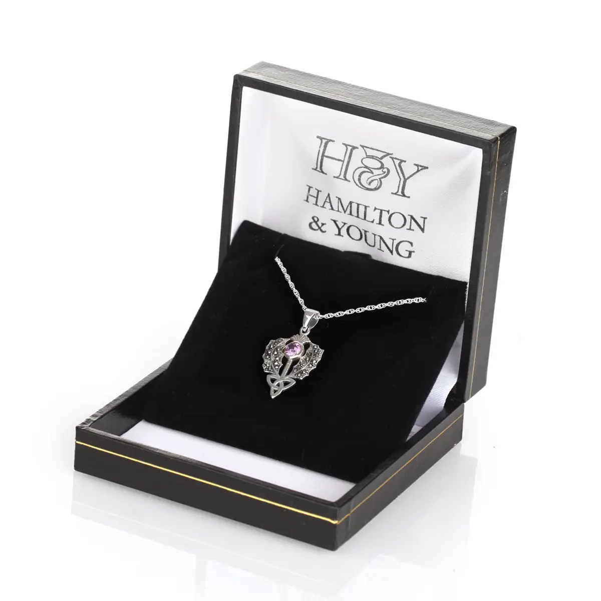 kette-anhaenger-schottland-distel-scottish-thistle-silber-009 Scottish Thistle - Schottische Distel Kette aus Sterling Silber mit Markasit & Amethyst