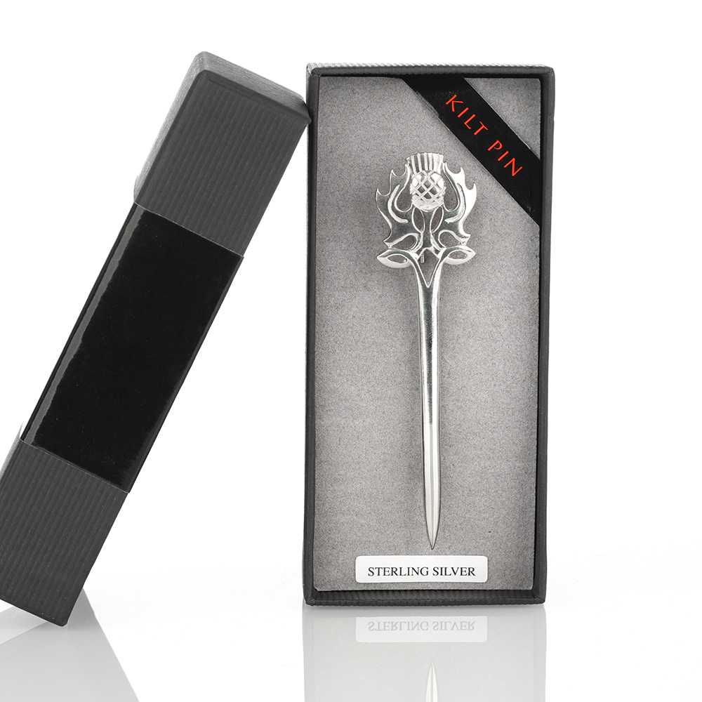 Scottish Thistle Kilt Pin aus Sterling Silber - Schottische Distel