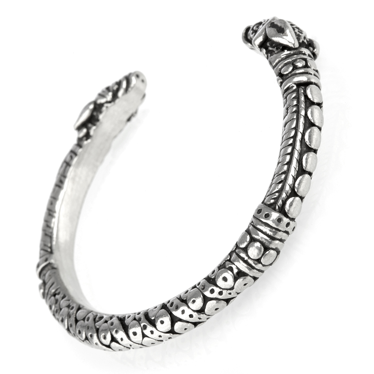 Armreif-Torc-keltisch-wikinger-celtic-silber-006 Serpents Torc - Wikinger  Armreif mit keltischen Knoten & Schlangenköpfen