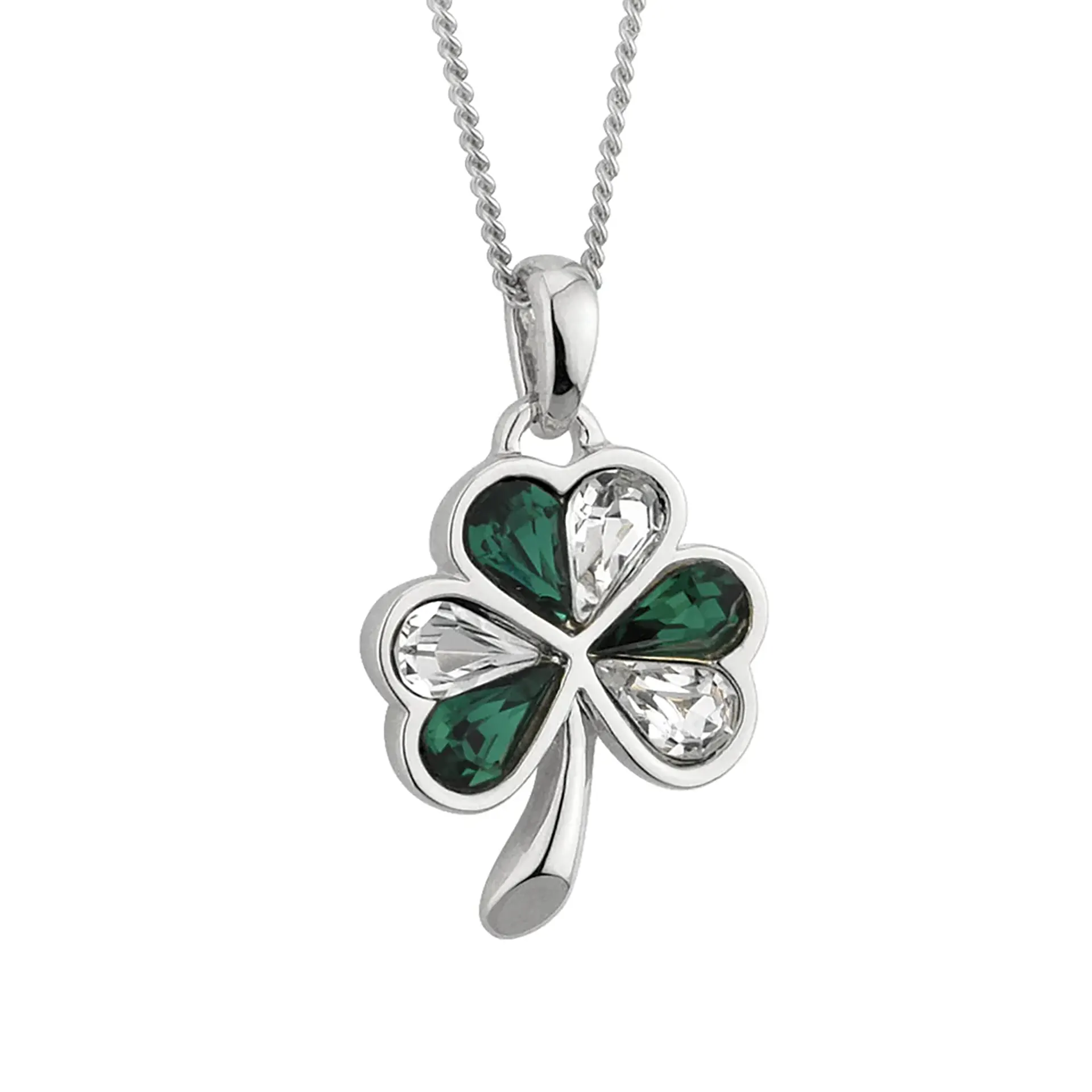 Crystal Shamrock - Irische Kleeblatt Kette aus Edelstahl & Kristall