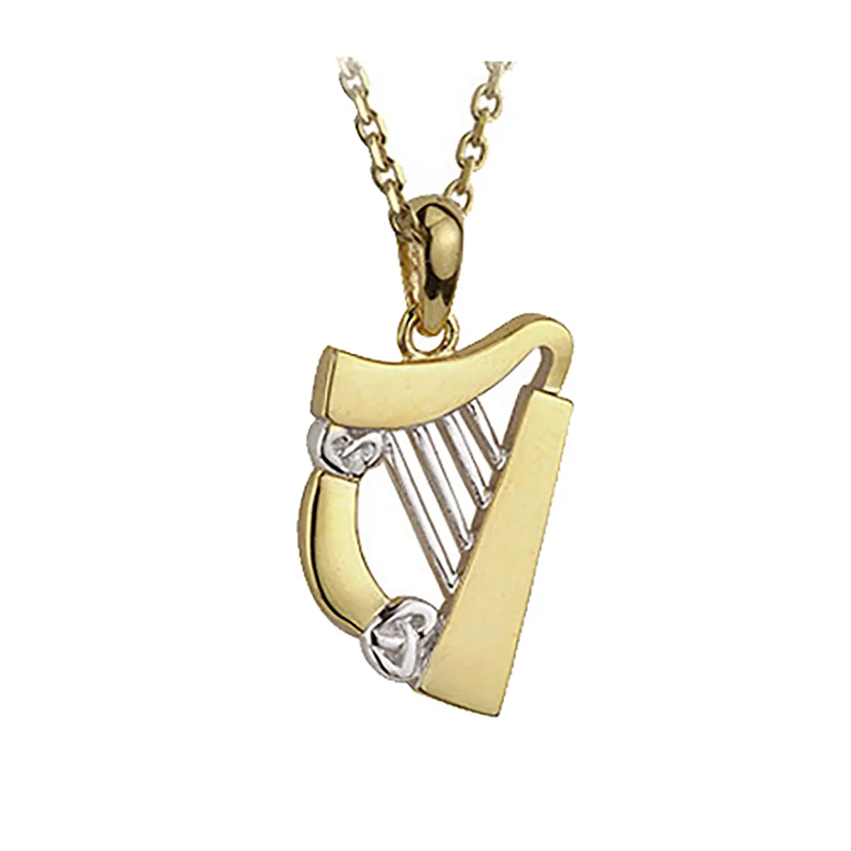 Two Tone Irish Harp - fein gearbeitete irische Harfe - 14K Gold