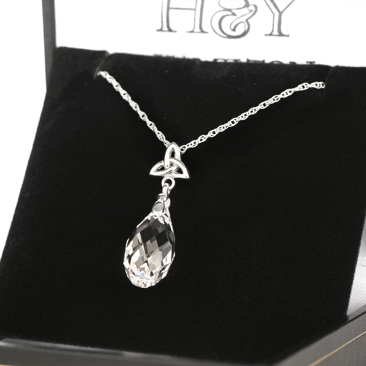 swarovski-kristall-keltisch-kette-silber-002 Trinity Crystal Kette aus Schottland - Sterlingsilber & Kristall