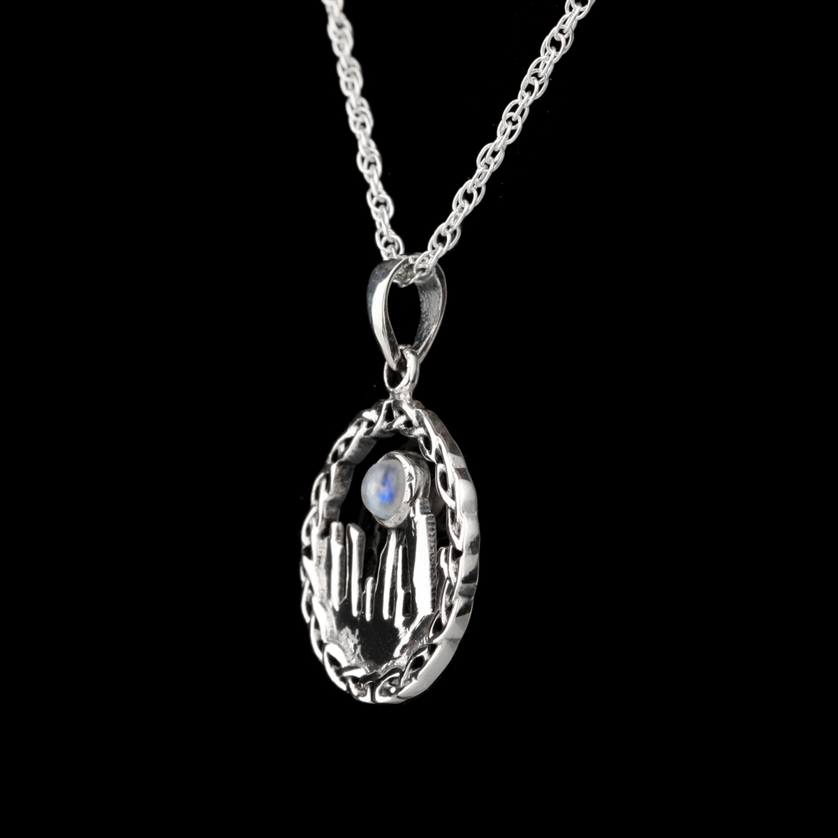 Craigh Na Dun - schottische Outlander Kette aus Sterling Silber & Mondstein - 11 mm