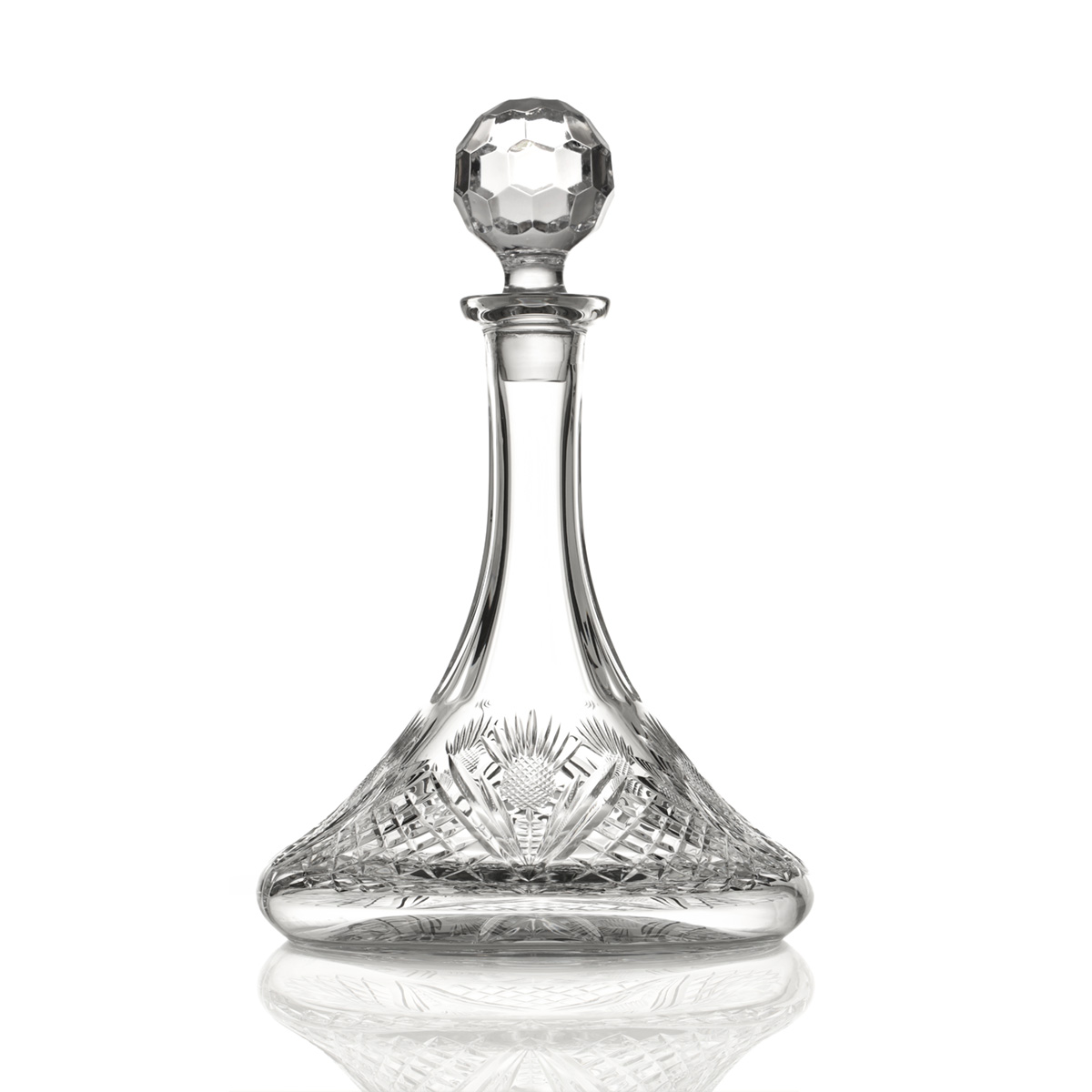 Schottische Distel - Kristall Whisk Karaffe aus Schottland mit Diamantschliff