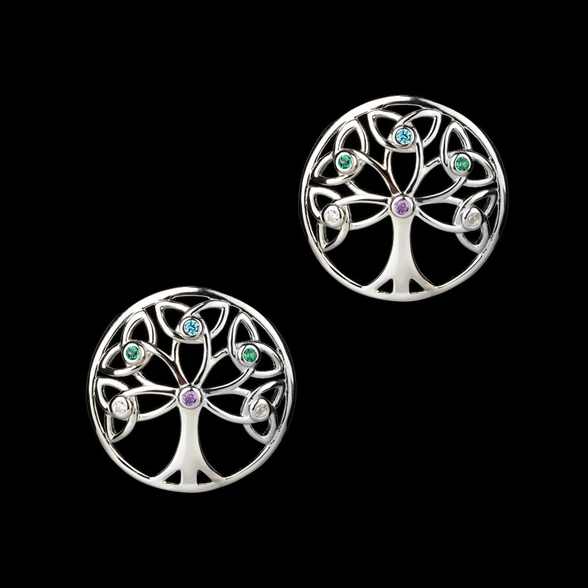 lebensbaum-yggdrasil-ohrstecker-irland-002 Keltische Lebensbaum Ohrstecker mit Kristallen - Handgefertigt in Irland