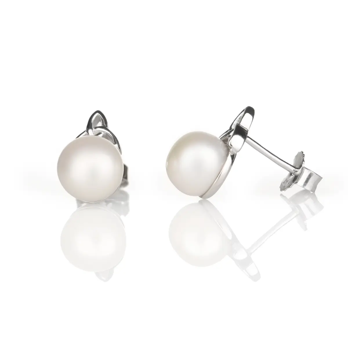 Ohrstecker-Irland-Keltisch-Trinity-Perle-Silber-002-1 Trinity Pearl Ohrstecker - Sterling Silber mit Perlen - handgefertigt in Irland
