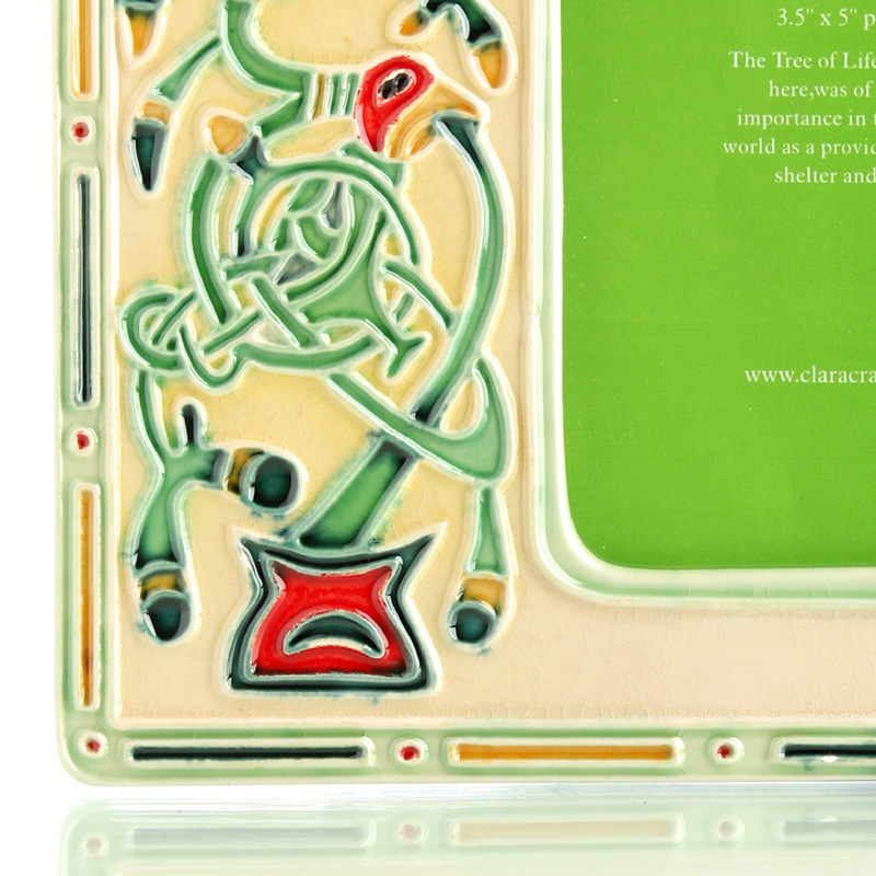 Celtic Birds - Keltischer Keramik Bilderrahmen aus Irland - 4x6" (ca. 10x15 cm)