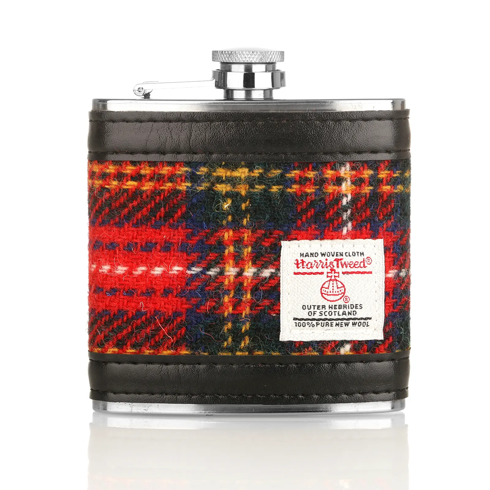 Harris Tweed Flachmann aus Schottland in Royal Stewart Tartan Harris Tweed Flachmann aus Schottland in Royal Stewart Tartan