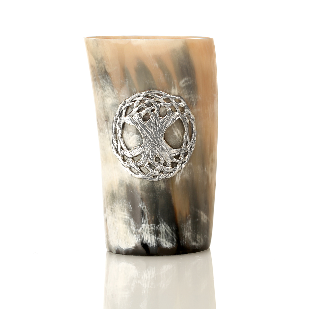 Lebensbaum Yggdrasil - Wikinger Hornbecher verziert - 0,7 l - Horn Becher 
