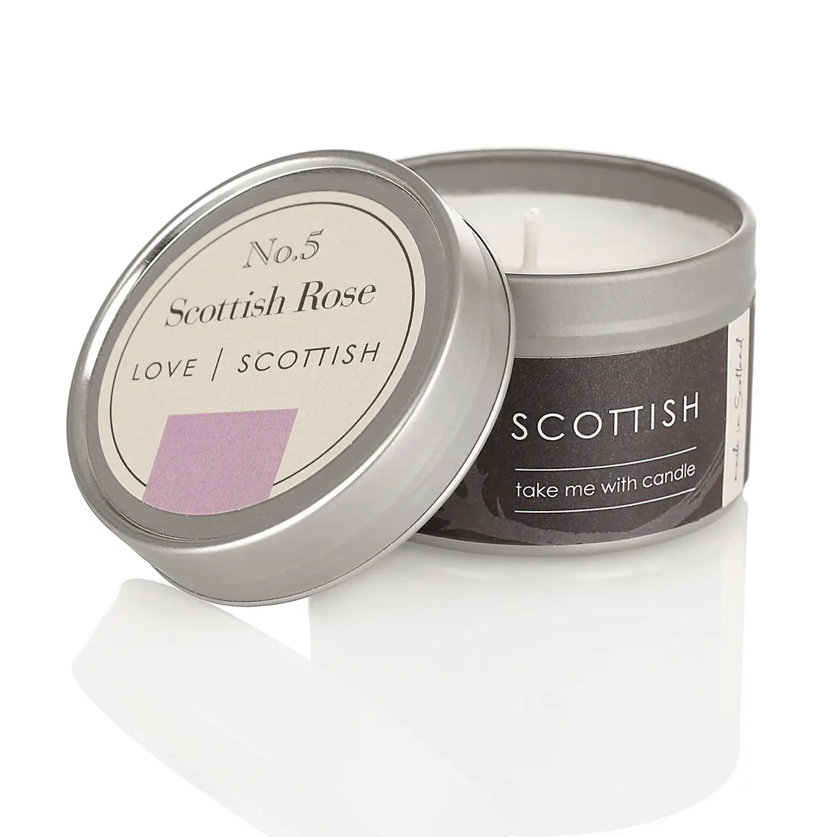 Love Scottish Travel Tin - Scottish Rose - handgefertigte Duftkerze aus Kokoswachs