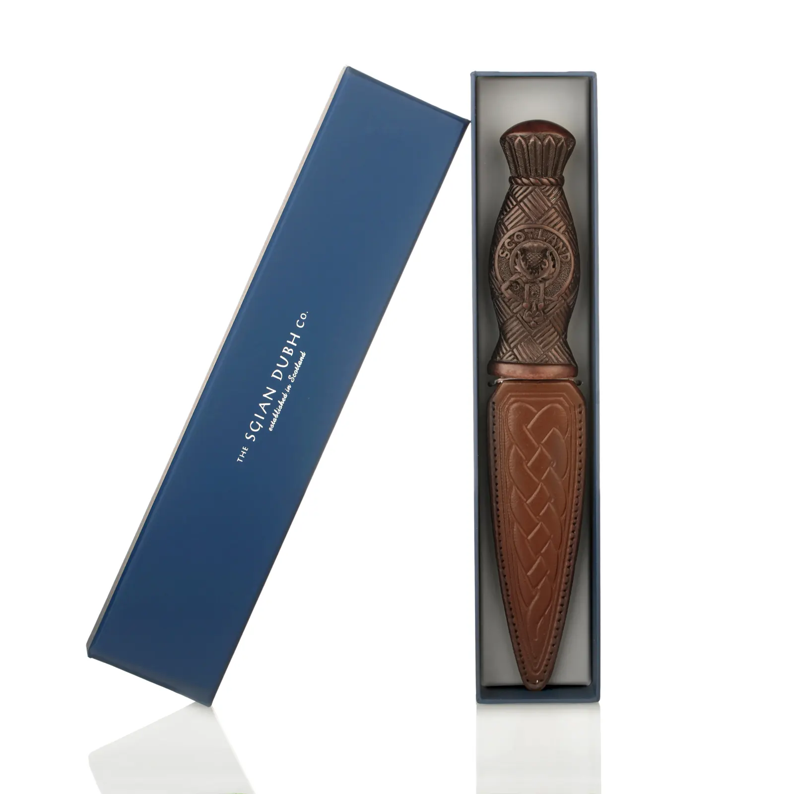 Scotland Sgian Dubh mit schottischer Distel – Edelstahl mit Lederscheide