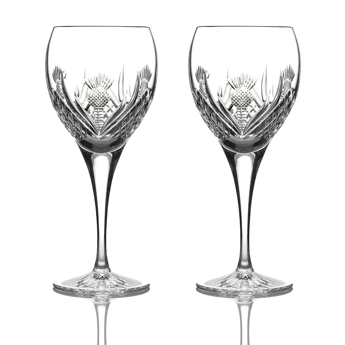 wein-glas-kristall-distel-thistle-schotlland-002 Scottish Thistle - 2 x Weinglas - Handgefertigtes Kristallglas mit Diamantschliff