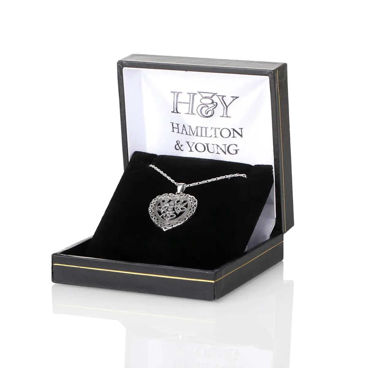 Scottish Thistle & Heart Kette - Keltisches Herz mit Disteln aus Schottland