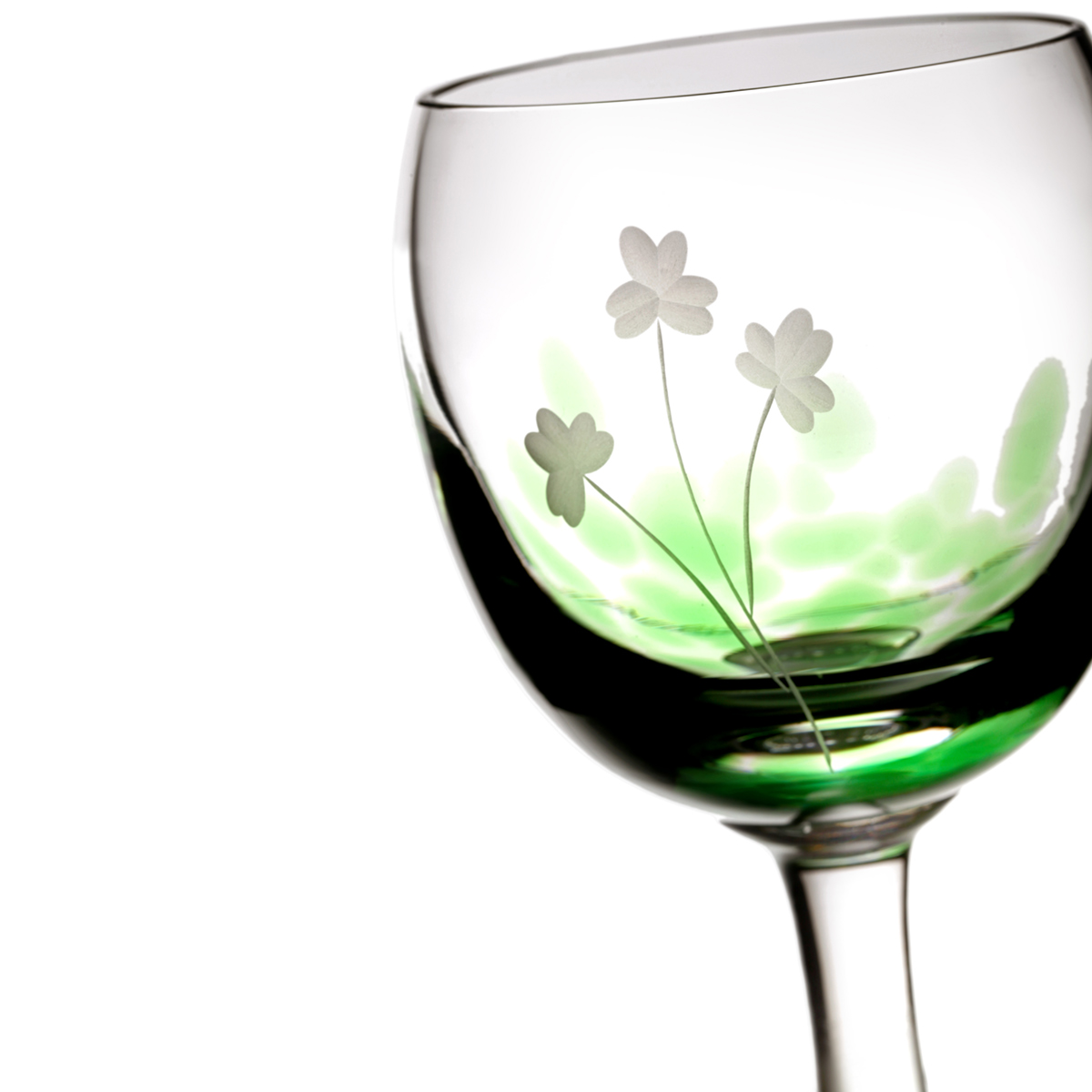 2 x Irish Shamrock Weinglas - Handgefertigtes Kristallglas aus Irland