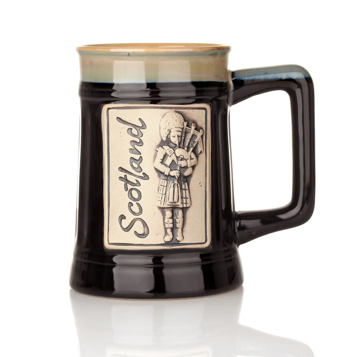 Scottisch Piper - Schottischer 1 Pint Bierkrug mit Dudelsackbläser -Schwarz