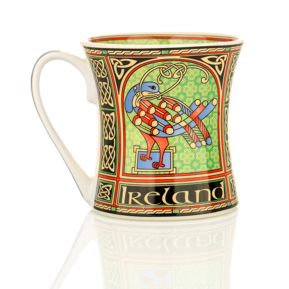 Celtic Peacock  Mug - verzierter Kaffeebecher mit Pfauen & keltischem Muster