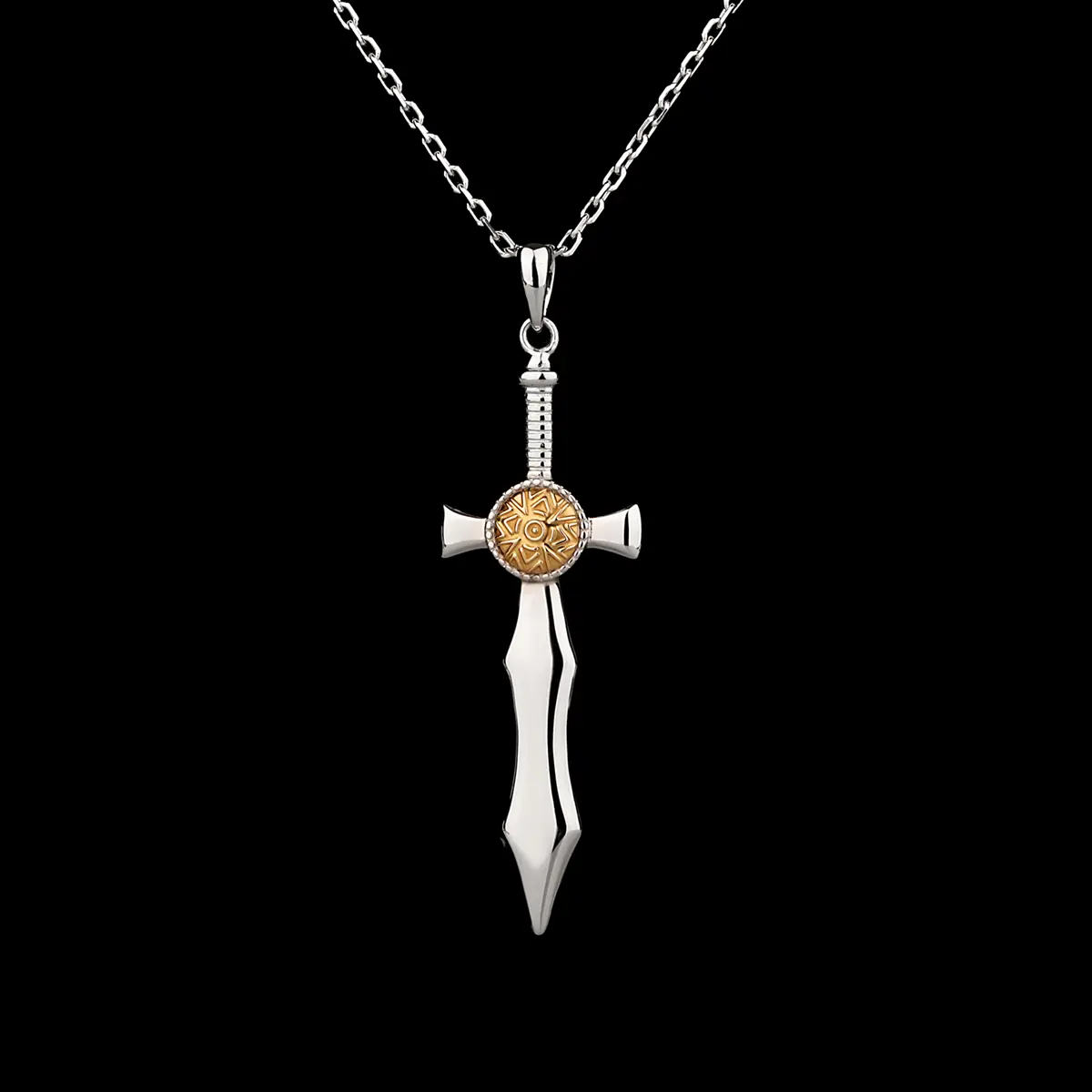 Nuada Sword of Light - keltischer Anhänger aus Sterling Silber und Gold