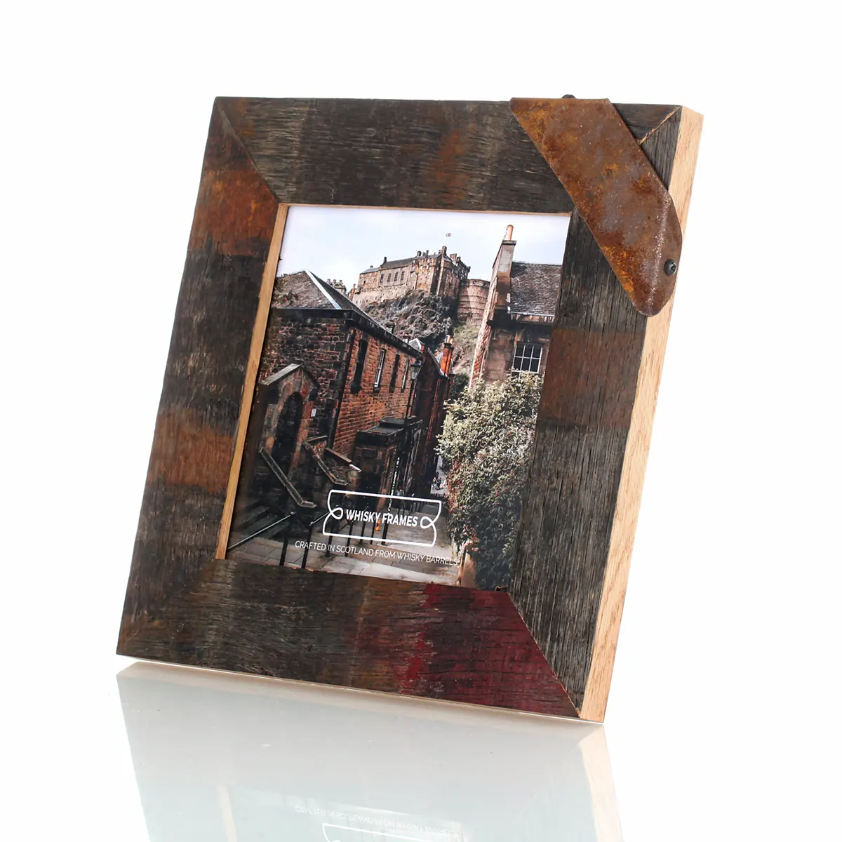 Whiskyfass-Fotorahmen 20x20 cm aus amerikanischer Eiche - Handgefertigt in Schottland