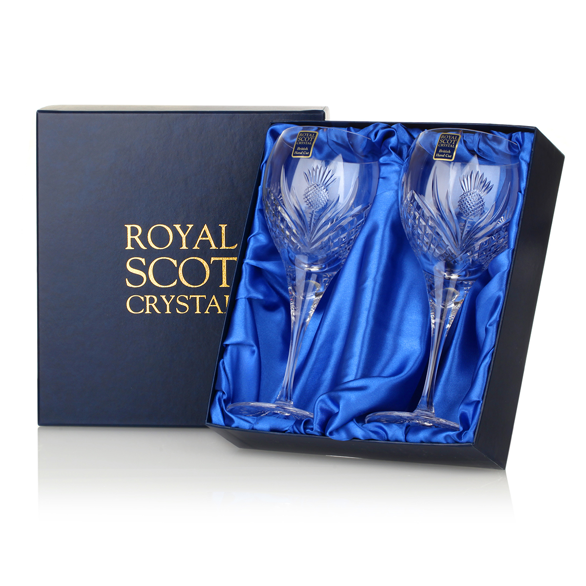 wein-glas-kristall-distel-thistle-schotlland-001 Scottish Thistle - 2 x Weinglas - Handgefertigtes Kristallglas mit Diamantschliff