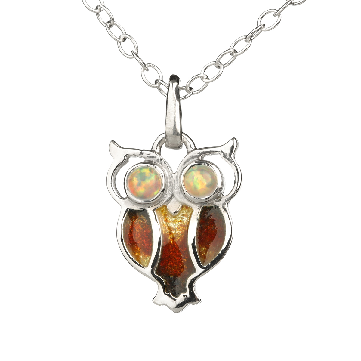 Nature In Flight - Eule als Kette aus Sterling Silber mit Opal Augen