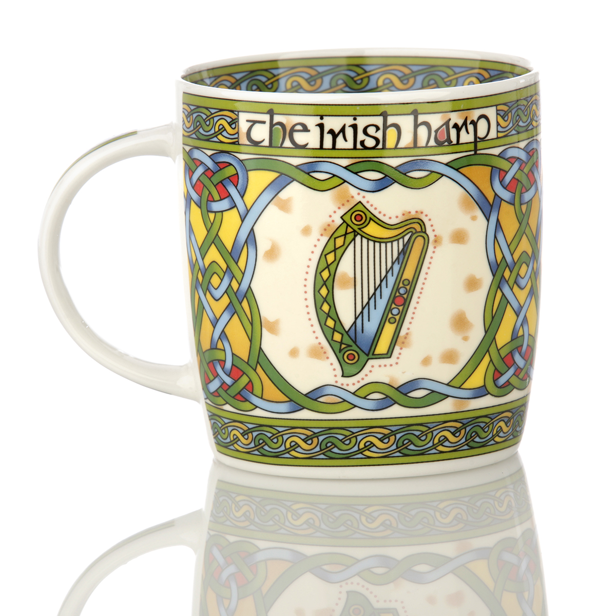 Kaffeebecher-Mug-Irland-irish-harp-harfe-008 The Irish Harp Mug - Kaffeebecher mit irischer Harfe & keltischem Muster