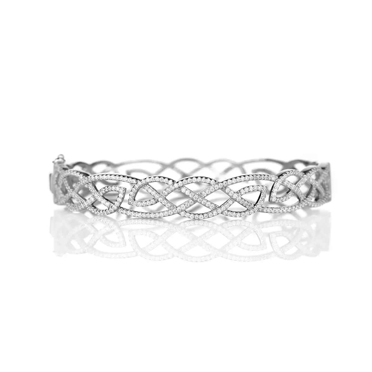 armreif-armschmuck-irland-keltisch-celtic-pattern-silber-kristall-002 Celtic Interlace - keltischer Armreif aus Sterling Silber & Kristall - Handgefertigt in Irland