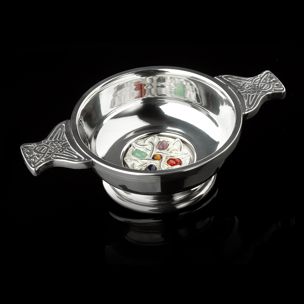 quaich-whisky-schottland-edelstein-keltisch-001 Gem Cross Quaich - schottischer Whisky Quaich - keltisches Kreuz und Edelsteine