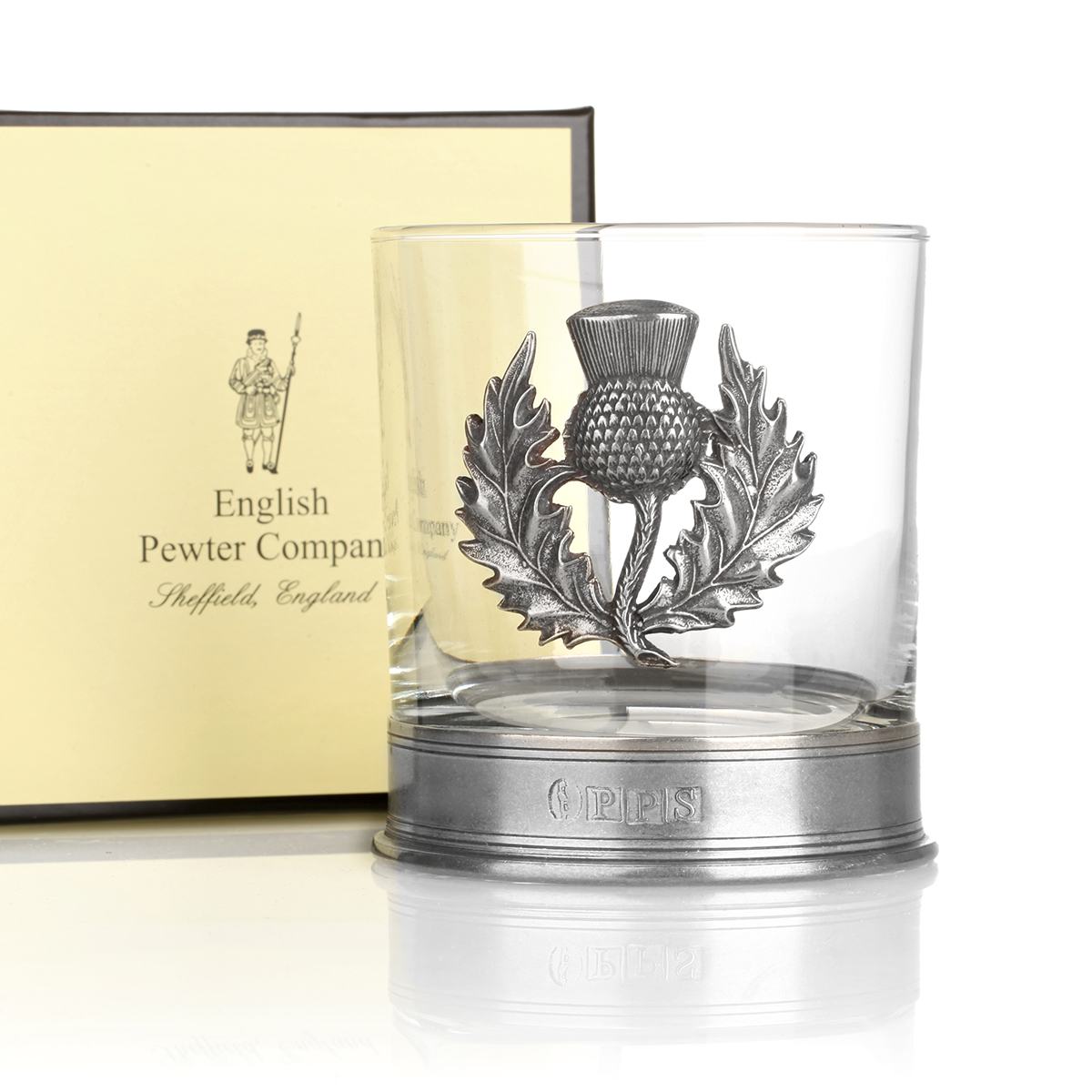 Handgefertigtes Scottish Thistle Tumbler - Handgefertigtes Whisky Glas mit schottischer Distel aus Zinn