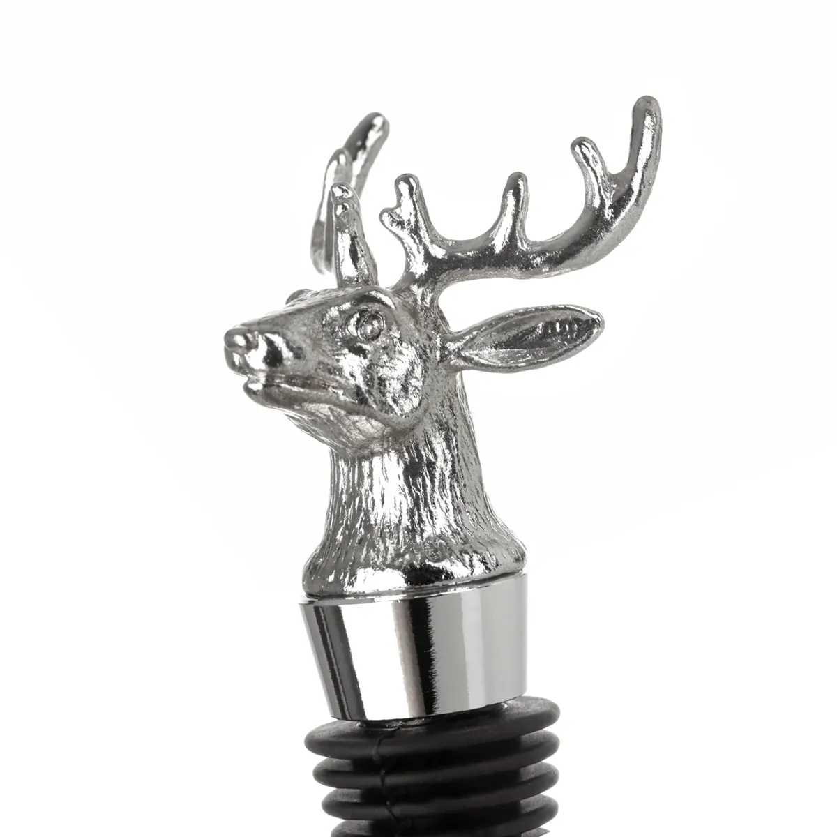 Highland Stag Bottle Stopper - Edelstahl Flaschenverschluss / Stopfen mit Hirschkopf 