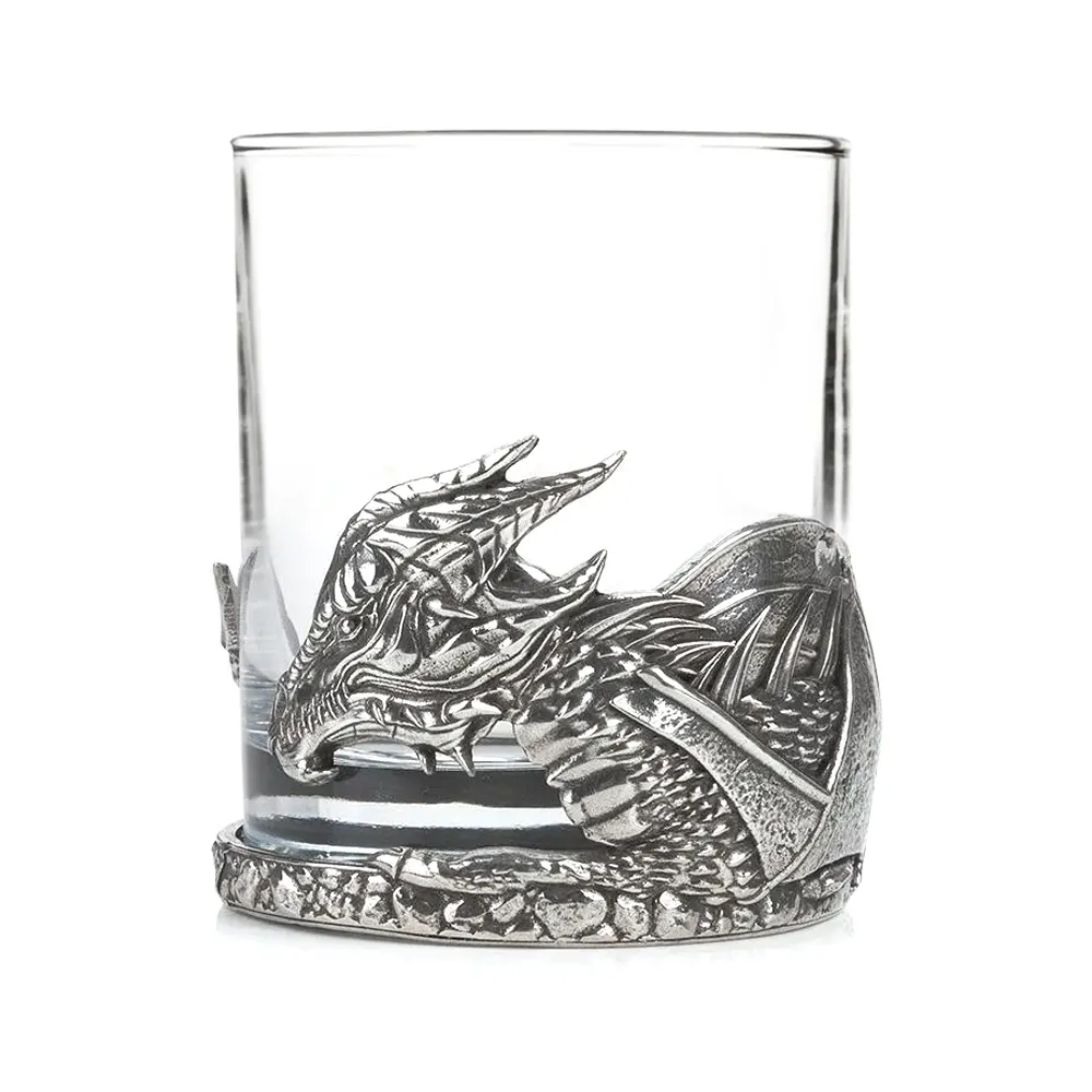 Legendary Dragon  Whisky Tumbler aus Glas & Zinn mit Drachenmotiv