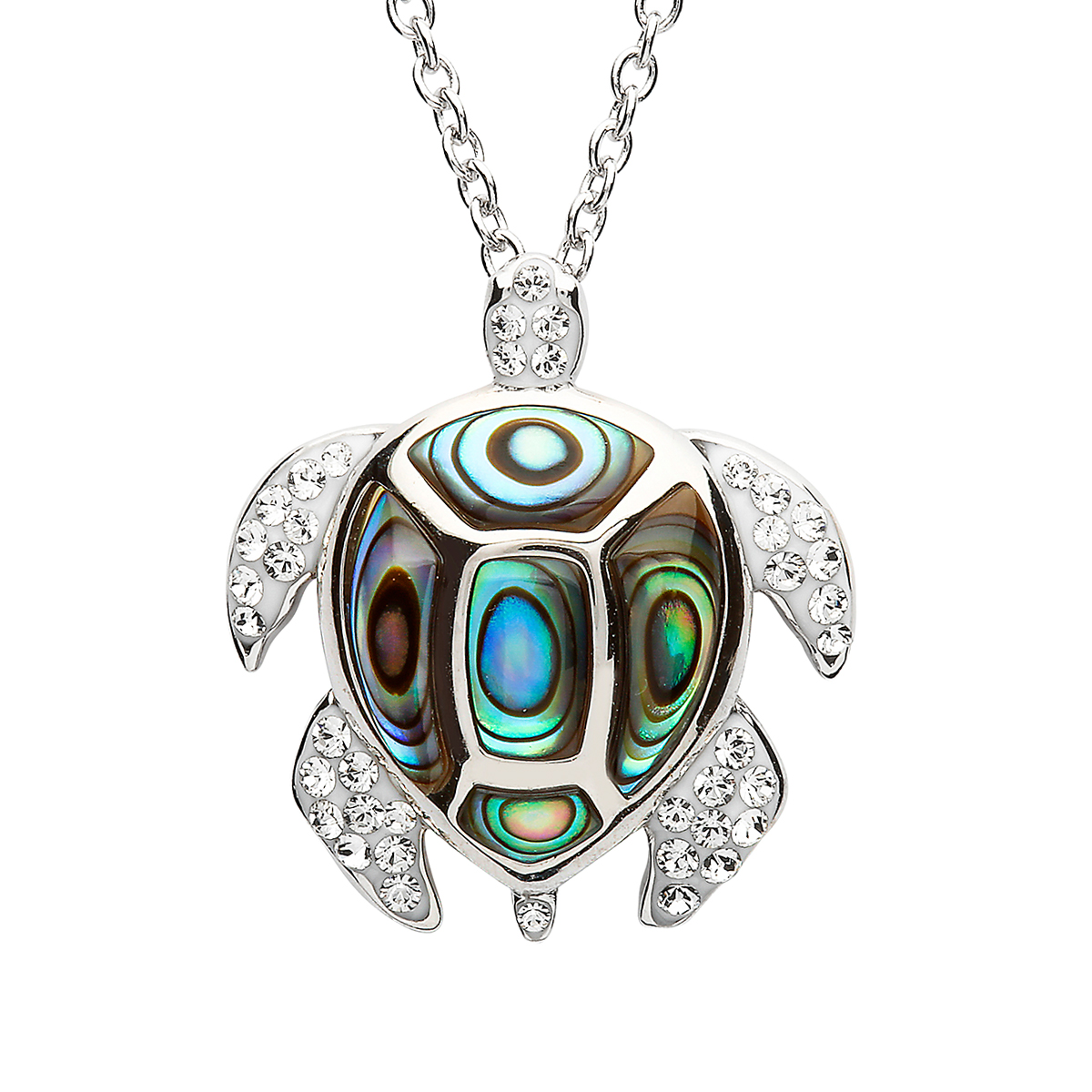 Silver Turtle - Schildkröte aus Sterling Silber mit Swarovski Kristall & Abalone