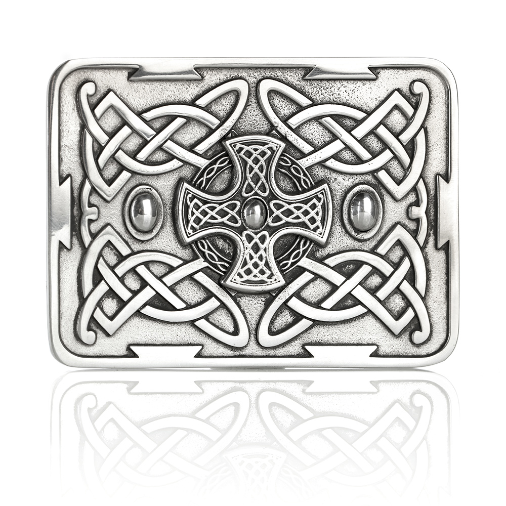 kilt-buckle-guertelschnalle-clanart-017 Northumberland Cross Kilt Gürtelschnalle - Keltisches Kreuz mit Ornamenten