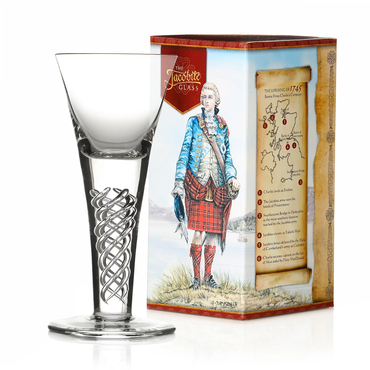 Jacobean Air Twist Dram – Handgefertigtes Jakobiten Whiskyglas aus Schottland