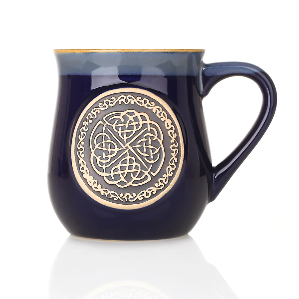 Celtic Circle Stoneware Mug - keltischer Kaffeebecher aus Schottland - Blau