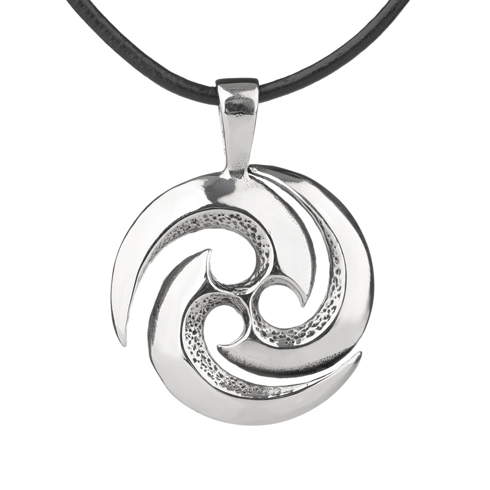 Celtic Tri Spiral - Keltischer Anhhänger aus Edelstahl mit Lederband
